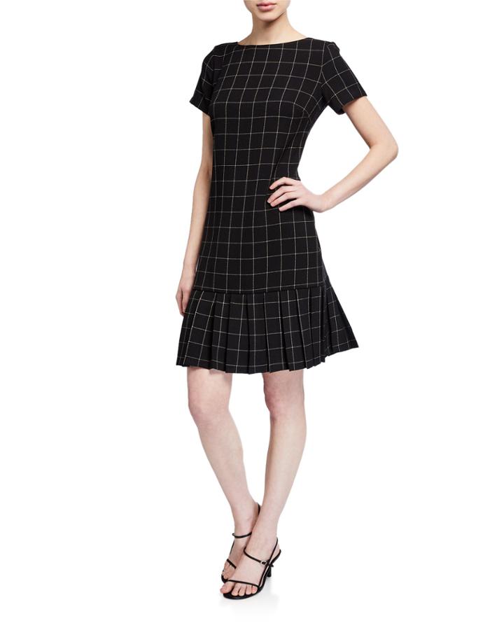 Plaid Pleated-hem