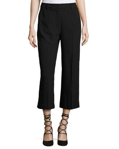 Flat-front Cropped Trouser, Black