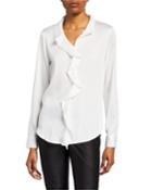 Double Ruffle Button-down Blouse