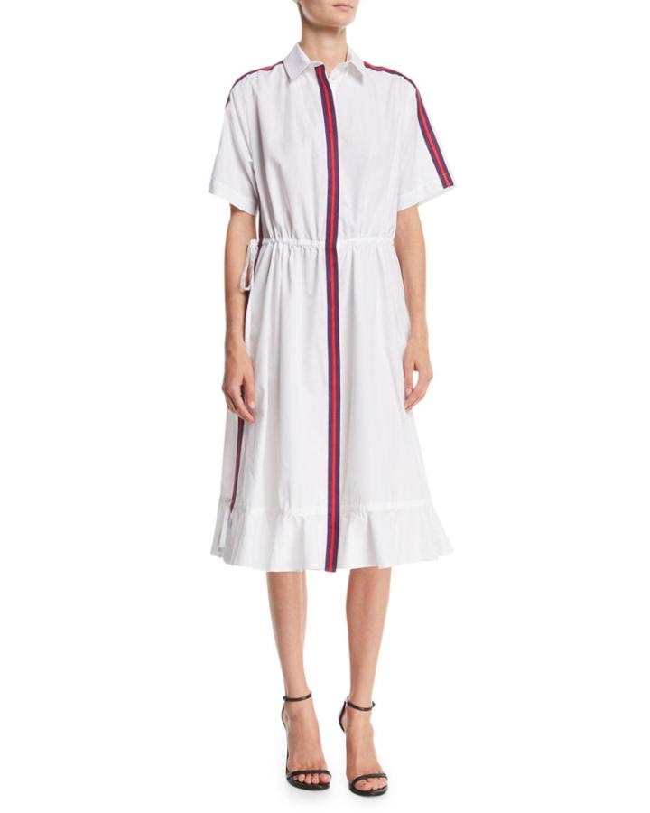 Striped Short-sleeve Flounce