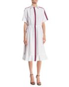 Striped Short-sleeve Flounce