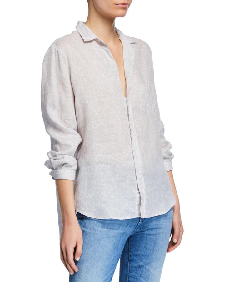 Long-sleeve Linen Button-down Top