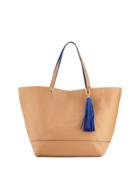 Saffiano Faux-leather Tassel Tote Bag