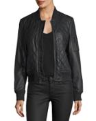Quilted Faux-leather Bomber Jacket
