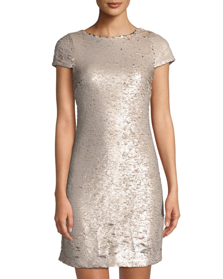 Cap-sleeve Sequin Cocktail Dress