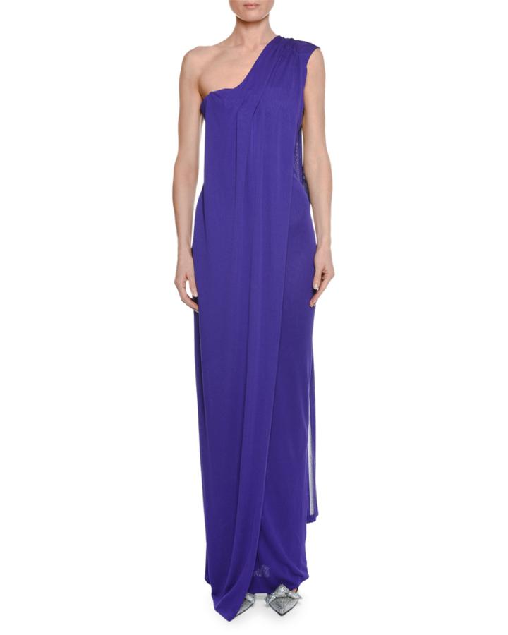 One-shoulder Bustier Gown With