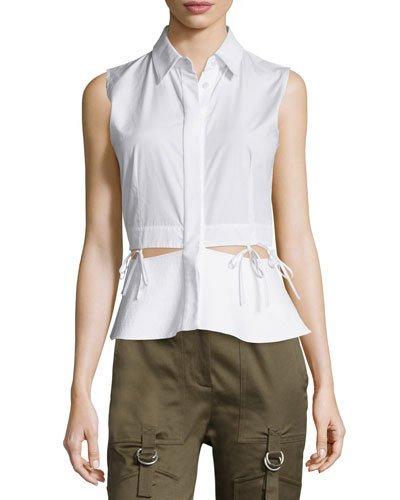 Sleeveless Peek-a-boo Waist Blouse,