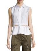 Sleeveless Peek-a-boo Waist Blouse,
