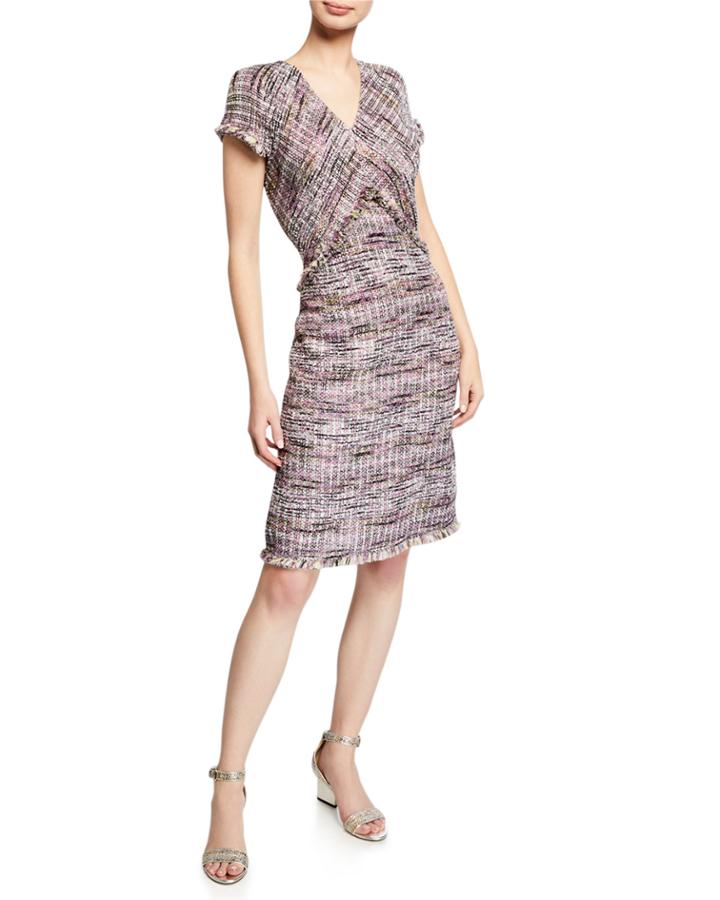 Anna Woven-stripe Tweed Knit Dress