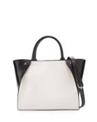 Orla Colorblock Leather Tote Bag, White/black