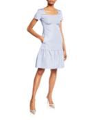 Short-sleeve Flounce Dress With Pockets