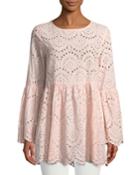 Bell-sleeve Eyelet Embroidered Tunic