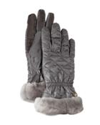 Quilted Gloves W/ Shearling Fur Cuffs