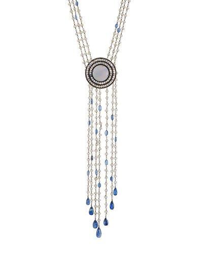Long Chalcedony, Moonstone & Mixed Gemstone Y-drop Necklace