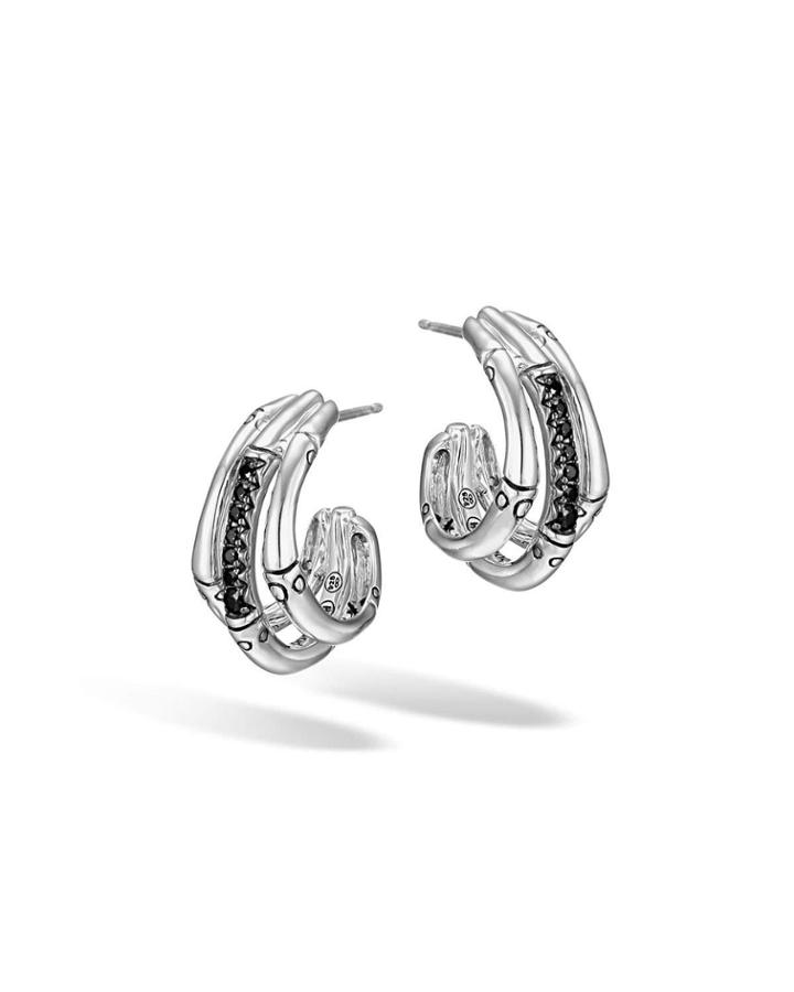 Bamboo Black Sapphire Hoop Earrings