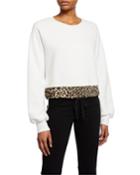 Crewneck Cotton Sweatshirt With Contrast Hem