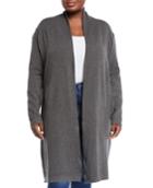 Long Open-front Knit Cardigan,