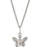 14k White Gold Diamond Pave Butterfly Pendant Necklace