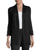 Tabbed-cuff 3/4-sleeve Cardigan, Black