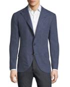 Men's Deconstructed Peak-lapel Three-button Linen