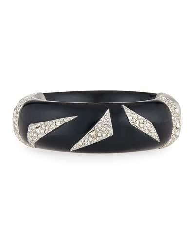 Crystal-encrusted Origami Cuff Bracelet, Black