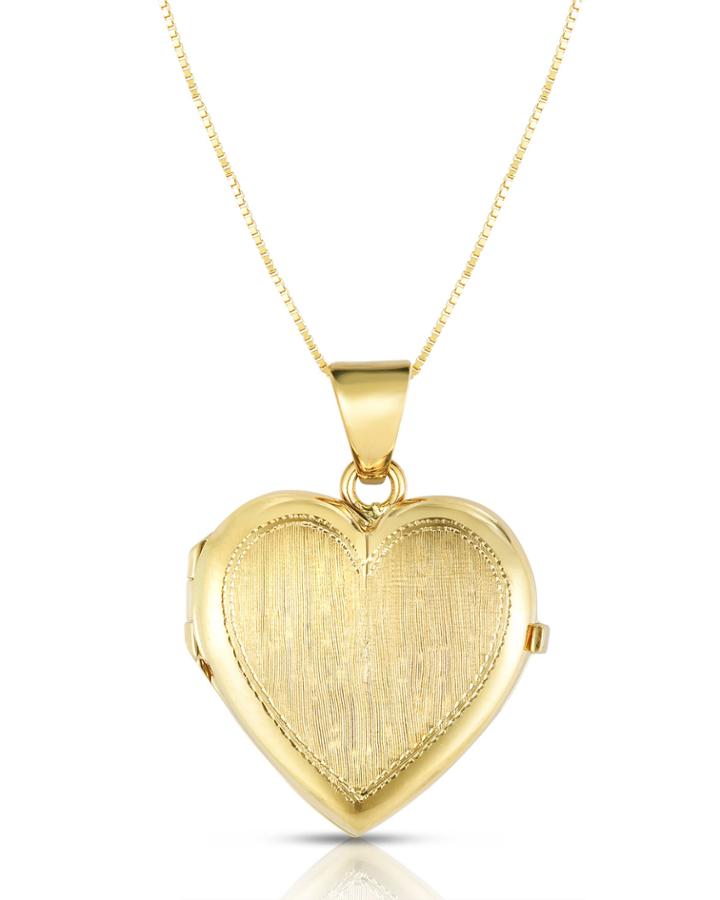 14k Italian Quilted Heart Locket Necklace
