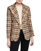 Bicolor Double-breasted Tweed Blazer