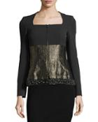 Long-sleeve Mixed-media Jacket, Black