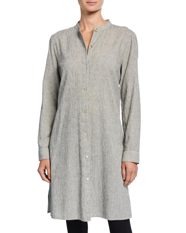 Ticking Stripe Button-down Long-sleeve