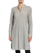 Ticking Stripe Button-down Long-sleeve