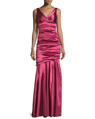 Sleeveless Ruched Mermaid Gown,
