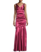 Sleeveless Ruched Mermaid Gown,