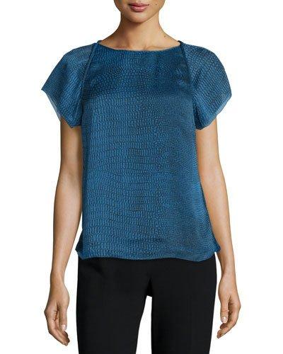 Short-sleeve Draped-back Top,