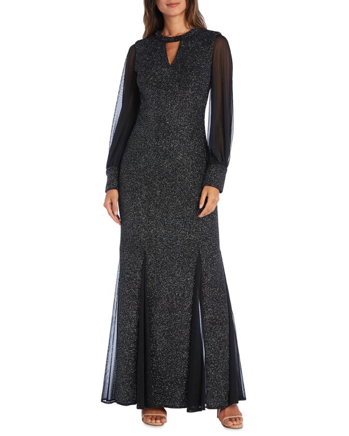 Long Glitter Knit Dress W/cuffs