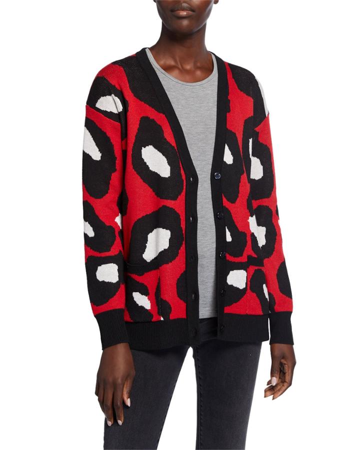 Animal Print Cashmere-blend Cardigan