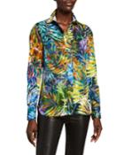 Carmen Tropical Leaf Print Button Down