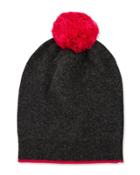 Knit Wool-blend Pompom Hat, Charcoal