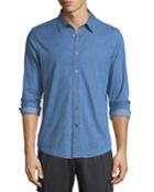 Men's Casual Chambray Point-collar Button-down