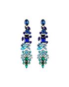 Long Multi-size Crystal Drop Earrings, Blue