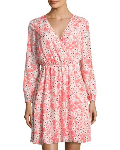 Gemma Floral V-neck Dress, Orange/multi