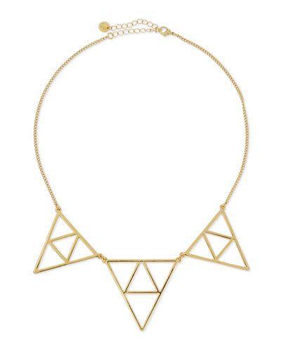 Triple Triangle Necklace, Golden