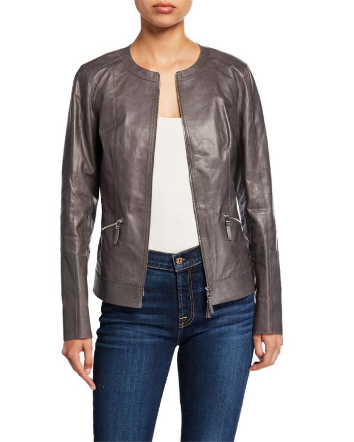 Everly Zip-front Glazed Weightless Lambskin