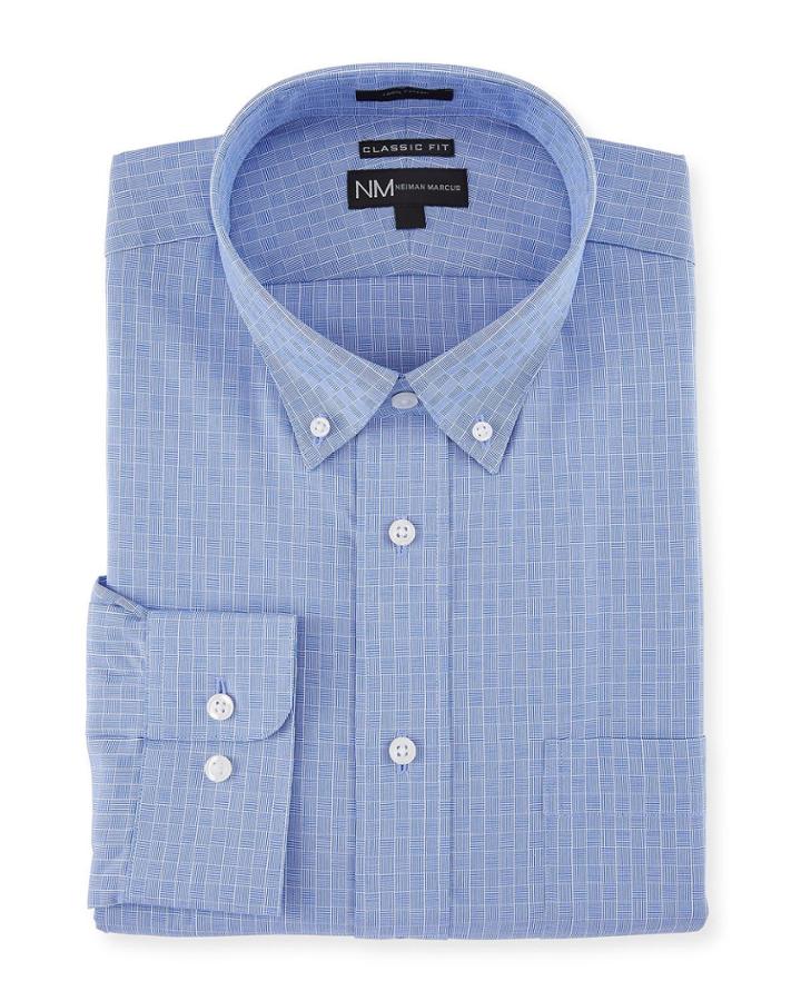 Classic-fit Regular Finish Dobby-check Dress
