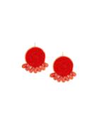 Round Beaded Coral Earrings