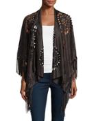 Laser-cut Faux-leather Ruana Wrap