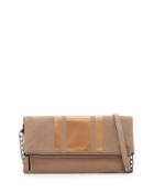 Faux-suede Fold-over Clutch Bag