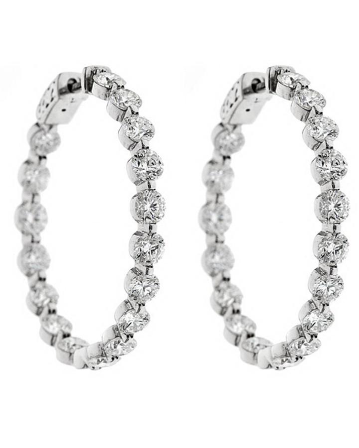 Neiman Marcus Diamonds 14k Diamond Hoop Earrings, 8.5tcw, Women's, Gold