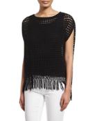 Pandora Crochet Sweater With Fringe Hem