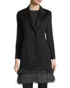 Luxury Double-face Cashmere Vest W/ Fox Fur & Ostrich Feather Trim