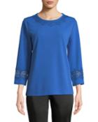3/4-sleeve Lace-trimmed Blouse